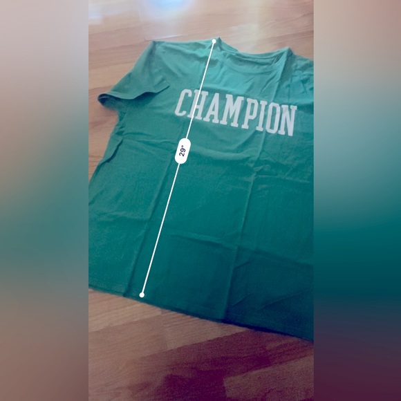 Champion Logo lettering T-Shirt Men’s X-Large Green Crew Neck Tee shirt sleeve - Picture 10 of 11